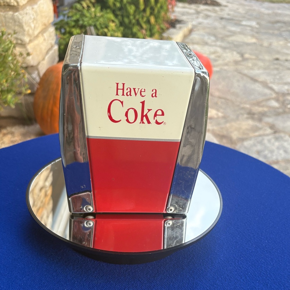 1994 Coca-Cola Red and Silver Napkin Dispenser